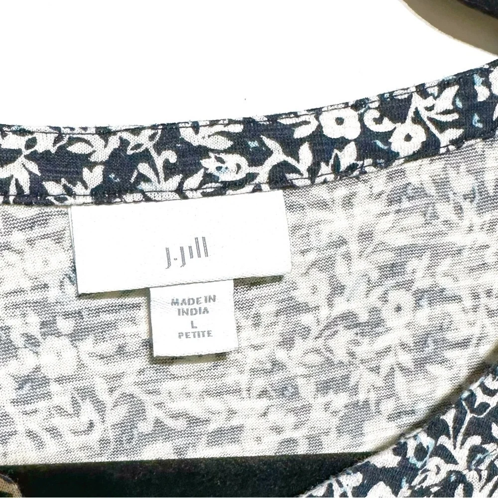 J. Jill Cotton Blend Floral Print Boho Tunic Top In Petite Large Multicolored - Picture 2 of 10